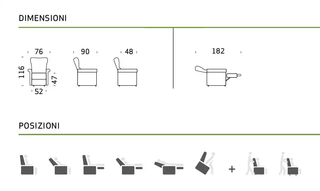 tabella misure poltrona relax soft